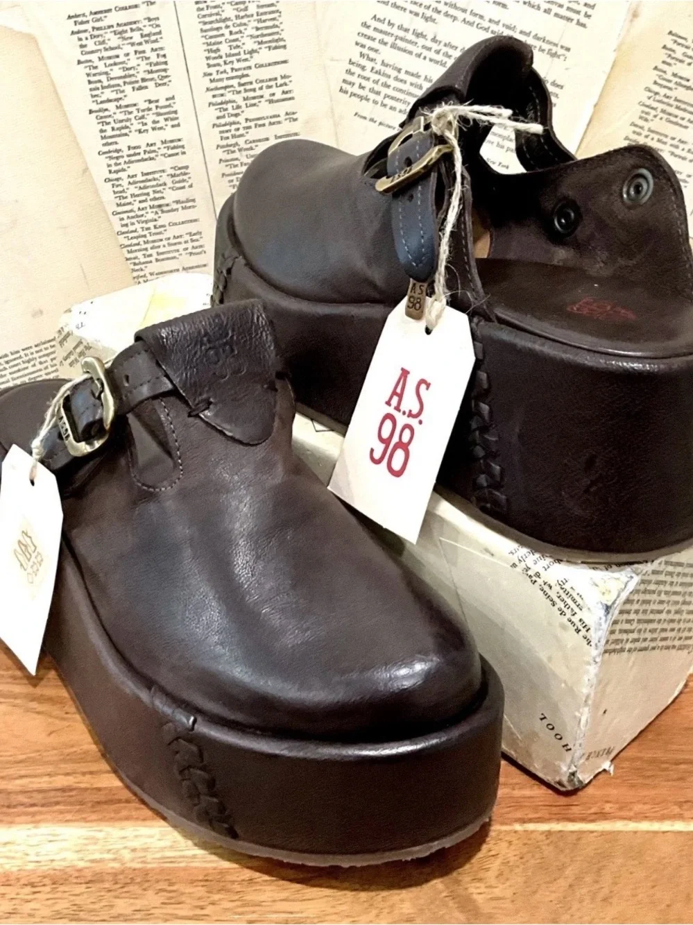 Free People A.S.98 Monroe Canyon Clogs Platform Brown Leather Slip On